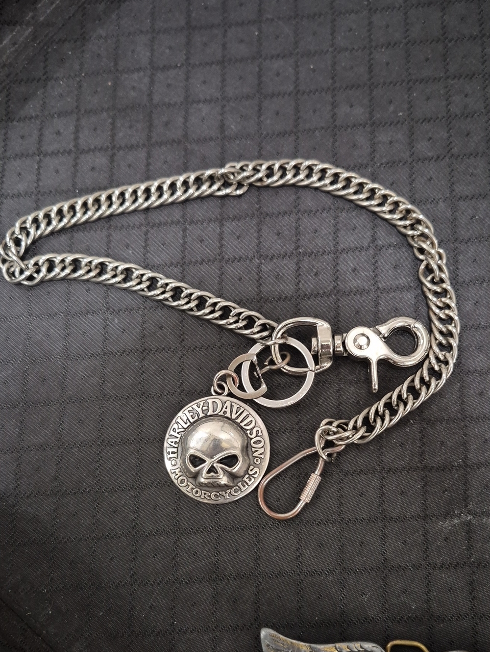 Harley-Davidson Silver Skull Wallet Chain with Medallion